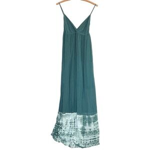REVOLVE Gypsy 05 tie dye maxi dress 100% silk‎ M boho empire waist teal green